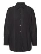 Rel Seersucker Stripe Shirt Tops Shirts Long-sleeved Black GANT