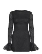 ROTATE Birger Christensen Shiny Mini Flounce Dress Svart