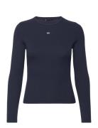 Tommy Jeans Tjw Slim Essential Rib Ls Marinblå