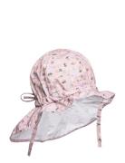 Hat W/Neck & Ties W/Print Solhatt Pink Melton