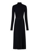 Tommy Hilfiger Rib Mix F&F Pleated Dress Ls Svart