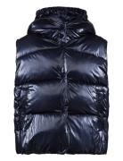 Mango Quilted Gilet With Hood Blå