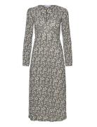 Mango Printed Textured Dress Svart