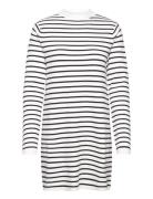 Striped Jersey Dress Kort Klänning White Mango