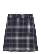 Pleated Mini-Skirt Kort Kjol Navy Mango