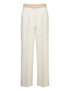 Mango Pleated Trousers With Turn-Up Waist Beige