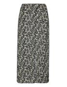 Slit Printed Long Skirt Lång Kjol Black Mango