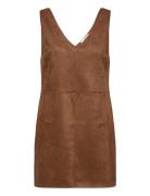 Straight Suede Dress Kort Klänning Brown Mango