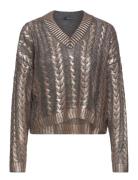 Mango V-Neck Foil Sweater Guld