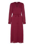 Vifalia V-Neck L/S Midi Dress - Noos Knälång Klänning Red Vila