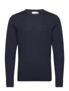 Superior Wool Crew Neck Sweater Tops Knitwear Round Necks Navy Calvin ...