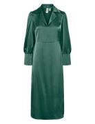 Yaspella Ls Long Dress S. Noos Knälång Klänning Green YAS