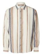 Slhrelax-Linen Wide Stripe Shirt Ls Tops Shirts Casual Beige Selected ...