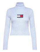 Tommy Jeans Tjw Melange Trtlnck Flag Sweater Blå