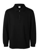 Selected Homme Slhrelax-Emanuel Soft Polo Zip Sweat Ex Svart