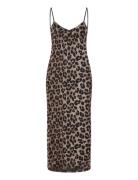 Leopard Midi Dress Knälång Klänning Brown Mango