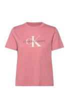 Calvin Klein Jeans Ss Monologo Crewneck Tee Rosa