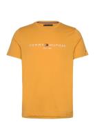 Tommy Logo Tee Tops T-shirts Short-sleeved Yellow Tommy Hilfiger