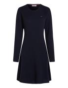 Soft Wool Flared C-Nk Swt Dress Kort Klänning Navy Tommy Hilfiger