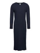 Lindex Dress Rib Midi Marinblå