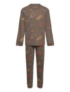 Minymo Pyjamas Ls Set Aop Khaki Green