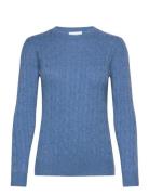 Davida Cashmere O-Neck Cable Sweater Blå