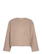 Gina Tricot Round Neck Short Jacket Beige