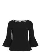 Vila Visola 3/4 O-Neck Contrast Top/Ka Svart