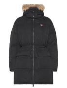 Tjw Midi Alaska Faux Fur Fodrad Jacka Black Tommy Jeans