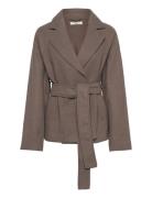 Belted Short Coat Ulljacka Jacka Brown Gina Tricot