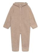 Pram Suit Wool Fleece Outerwear Fleece Outerwear Fleece Suits Beige Hu...