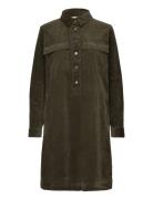 Pzsally Ls Placket Dress Kort Klänning Khaki Green Pulz Jeans