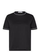 Mango Cotton T-Shirt With Contrasting Trim Svart