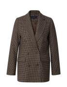 Lexington Clothing Remi Wool Blend Double Breasted Blazer Brun