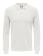 ONLY & SONS Onsphill Reg 12 Rib Ls Polo Knit Vit