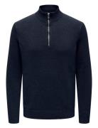 Onsfabian Life Reg 7 Half Zip Knit Tops Knitwear Half Zip Jumpers Navy...