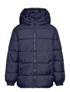 Hood Quilted Coat Fodrad Jacka Navy Mango