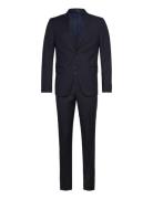 Narrow Striped Mens Suit Kostym Navy Lindbergh