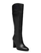 Page Ii Burnished Leather Tall Boot Höga Stövlar Black Lauren Ralph La...