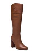 Lauren Ralph Lauren Page Ii Burnished Leather Tall Boot Brun