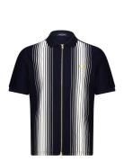 Ombre Stripe Zip Polo Tops Polos Short-sleeved Navy Fred Perry