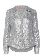 STINE GOYA Double Collar Shirt, 2260 Sequins Silver