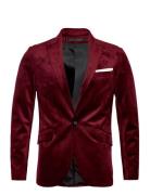 Lindbergh Velvet Blazer Burgundy