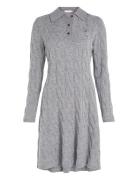 Soft Wool Cable Polo Swt Dress Kort Klänning Grey Tommy Hilfiger