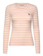 Chanett New Reg Rib Uspa W Tee Tops T-shirts & Tops Long-sleeved Pink ...