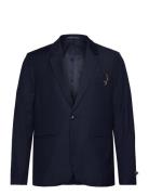 Scotch & Soda Relaxed Wool-Blend Single-Button Blazer Marinblå