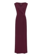 Jersey Off-The-Shoulder Gown Maxiklänning Festklänning Burgundy Lauren...