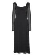 Frilled Ls Midi Dress Maxiklänning Festklänning Black ROTATE Birger Ch...