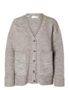 Selected Femme Slfalva Ls Knit Cardigan Grå