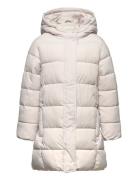 Mango Hood Quilted Coat Kräm